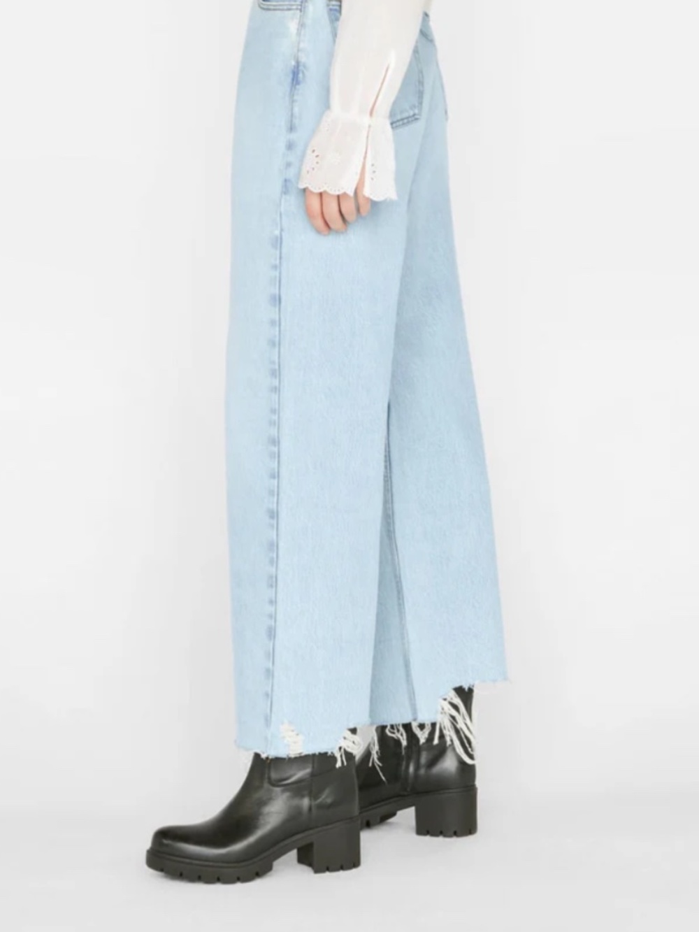 Frame Denim | High N Tight Wide Crop Raw Hem
